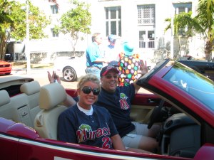 The Fort Myers Miracle GM, Steve Gliner, and I in the parade!